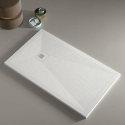Stano. - Receveur de douche 80x190 cm extra plat stone plus en résine surface ardoisée blanc Grille