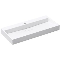 Sogood - Lavabo suspendu avec bonde vasque à poser blanc 90cm x 46cm x 11cm évier Colossum 19-900