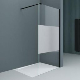 Paroi de Douche à L'italienne Transparent avec Bande Opaque 50cm Pare-Douche Verre de Sécurité 10mm