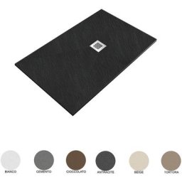 Relaxdesign - Receveur de douche à ras du sol 65x120 h 2,5 cm Effet ardoise facile