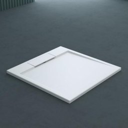 Receveur de Douche 90x90 Bac à Douche Ultra Plat en Fonte Minérale Blanc Geoma04W 90x90x4cm - Blanc
