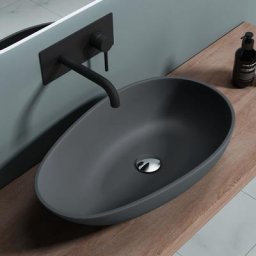 Sogood - Lavabo vasque à poser gris noir anthracite mat 60cm lave main colossum-809A 59,8x36x14cm