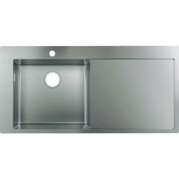 Evier à encastrer 1 bac HANSGROHE S71 450 avec égouttoir à droite sans vidage inox