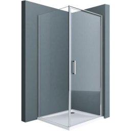 Cabine de Douche en Angle 90x100x195 Paroi de Douche en Verre Transparant avec Receveur de Douche