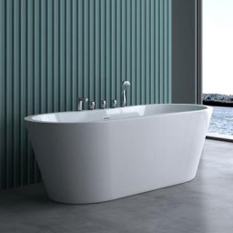 Sogood - Baignoire îlot ovale 170cm blanc Vicenza602S acrylique avec robinetterie 170x80x63 - Blanc