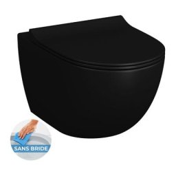 Sento wc sans bride SmoothFlush + Abattant avec frein de chute, Noir mat (7848-083-6147) - Vitra