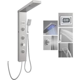ROVOGO Panneau Colonne de Douche Hydromassante Led sans Robinetterie, 5 Fonctions: Douche Pluie,