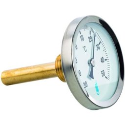 Thermomètre bimétallique plongeur axial - 15x21 - cadran Ø63mm Sonde long 40mm - 0 à 120°C