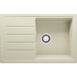 Evier Cuisine en Granit Beige, 78 x 50 cm, Lavabo 1 bac + Siphon Classique, Évier à Encastrer