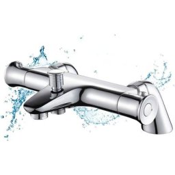 Mitigeur Thermostatique Baignoire, Robinet Thermostatique Bain Douche avec Bouton de Sécurisé à