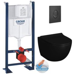 Pack wc Bâti autoportant Rapid sl + wc sans bride Infinitio 2.0 Noir mat + Abattant softclose +
