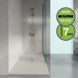 Receveur de douche extraplat Poalgi Clay, blanc marfil, 90x180 cm, composition résine 75% de charge
