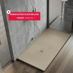 Receveur de douche extraplat Poalgi Hos's, beige albero, 80x200 cm, composition résine 75% de