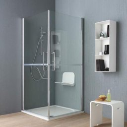 CABINE DE DOUCHE POUR HANDICAPÉES OU PERSONNES AGÉES 90x90 EN VERRE AVEC DOUBLE OUVERTURE BATTENTE