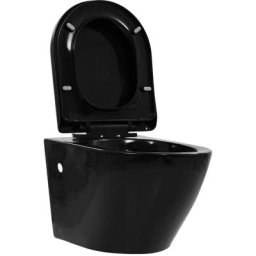 Toilette suspendue au mur sans rebord Céramique Noir Vidaxl Noir