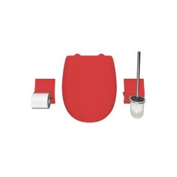 Olfa - Abattant frein de chute, porte balayette, porte papier wc vermillon