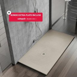 Receveur de douche à poser Poalgi Hos's, blanc perle, 70x110 cm, bac rectangulaire extra plat,