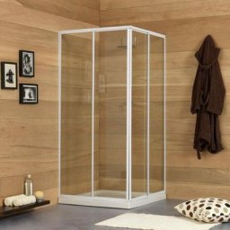 Cabine de douche extensible 80-90 cm profil aluminium blanc