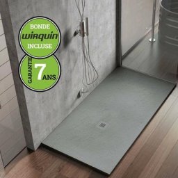 Receveur de douche extraplat Poalgi Hos's, gris concret, 80x120 cm, composition résine 75% de