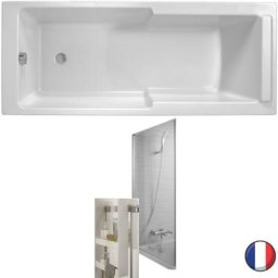 Baignoire bain douche 170 x 75 Jacob Delafon Ensemble Struktura + pare bain acrylique