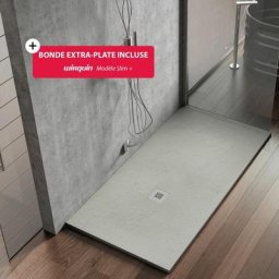 Receveur de douche extraplat Poalgi Hos's, gris humo, 70x180 cm, composition résine 75% de charge