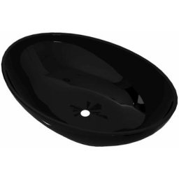 Lavabo ovale Céramique 40 x 33 cm Noir Vidaxl Noir