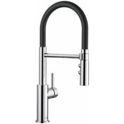 Catris s - Mitigeur d'évier avec bras flexible et douchette, noir / chrome 525791 - Blanco
