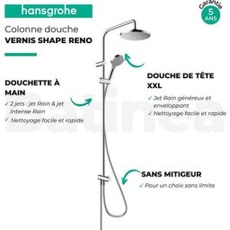 Hansgrohe - Vernis Blend - Set de douche Showerpipe 200 Reno, noir mat 26272670