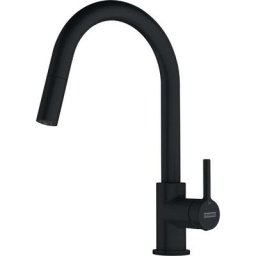 Lina - Mitigeur de cuisine 215x360mm, Douchette extractible, Rotation du bec 150°, Fragranit, Noir