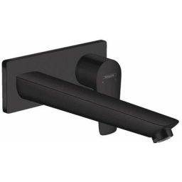 Hansgrohe - Talis e Mitigeur de lavabo encastré mural noir mat, bec 225mm, bonde à écoulement libre