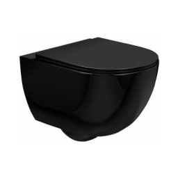 REA - cuvette wc suspendue carlo mini rimless flat black mat - Noir