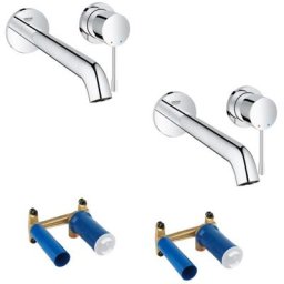 Grohe - Façade mitigeur essence 2 trous lavabo taille l saillie 230 Chromé + corps encastré X2