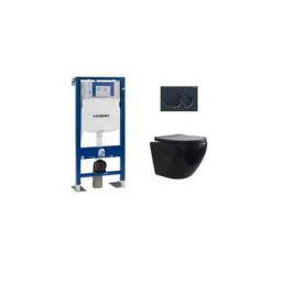 Pack Geberit UP320 + Cuvette sans bride kelos Noir Mat + Plaque Sigma Noir