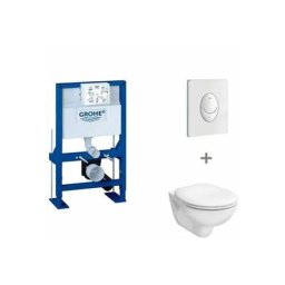 Pack wc suspendu hauteur réduite Grohe Abattant frein de chute
