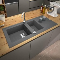 Carea Cuisine&bain - carea - Évier à encastrer arcos 2 bacs - Gris béton - Gris béton