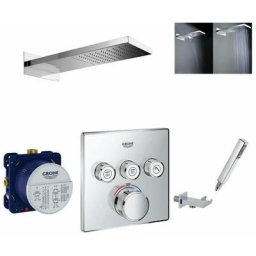 Grohe - Set de douche encastré SmartControl Cascade et pluie Thermostatique