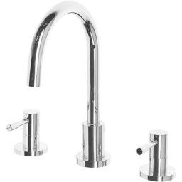 Robinet Mélangeur 3 Trous en Laiton et Acier Inox Chromé Ajout Design au Lavabo et Accessoire Déco