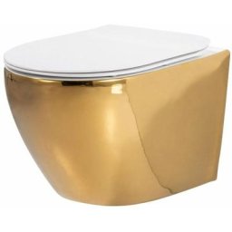 REA - cuvette wc suspendue carlo flat mini gold/white - Blanc/Or