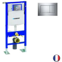 Bati support wc Geberit Duofix autoportant, sigma 112 cm + Plaque de commande, chromé brillant,