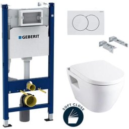 Pack wc Bati Duofix + Cuvette Serel SM10 avec bride + Abattant soft close + Plaque blanche