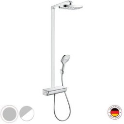 Hansgrohe - Colonne de douche thermostatique Raindance Select e, 3 jets, tablette d angle, chromé,