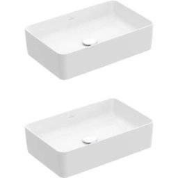 Villeroy et boch Lot de deux vasques à poser rectangles Collaro, Stone White CeramicPlus