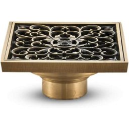 Siphon de sol de salle de bain en laiton antique Unique sculpté fleur carré douche vidange pour