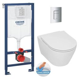 Pack wc Bâti-support Rapid sl + wc sans bride Serel SP26, fixations invisibles + abattant softclose