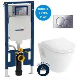Pack wc Bâti-support extra-plat UP720 + wc suspendu Vitra integra + Abattant softclose + Plaque