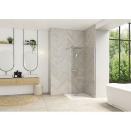 Kinedo - Paroi de douche fixe profilé Smart Design solo blanc verre transparent 100