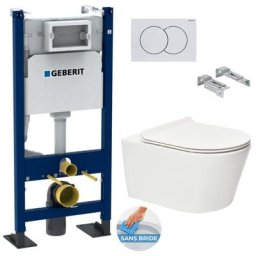Geberit - Pack Autoportant Bâti-support Duofix + wc sans bride sat Brevis + Abattant ultra-fin,