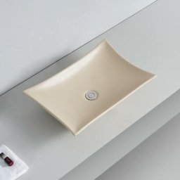 Vasque pour salle de bain Rectangulaire - Céramique Beige Mat - 58x39 cm - Wing