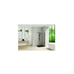 Kinedo - Paroi de douche fixe profilé Smart Design solo noir verre transparent 90