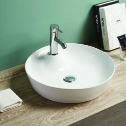 Vasque pour salle de bain Ronde - Céramique Blanc Brillant - 44 cm - Lodge